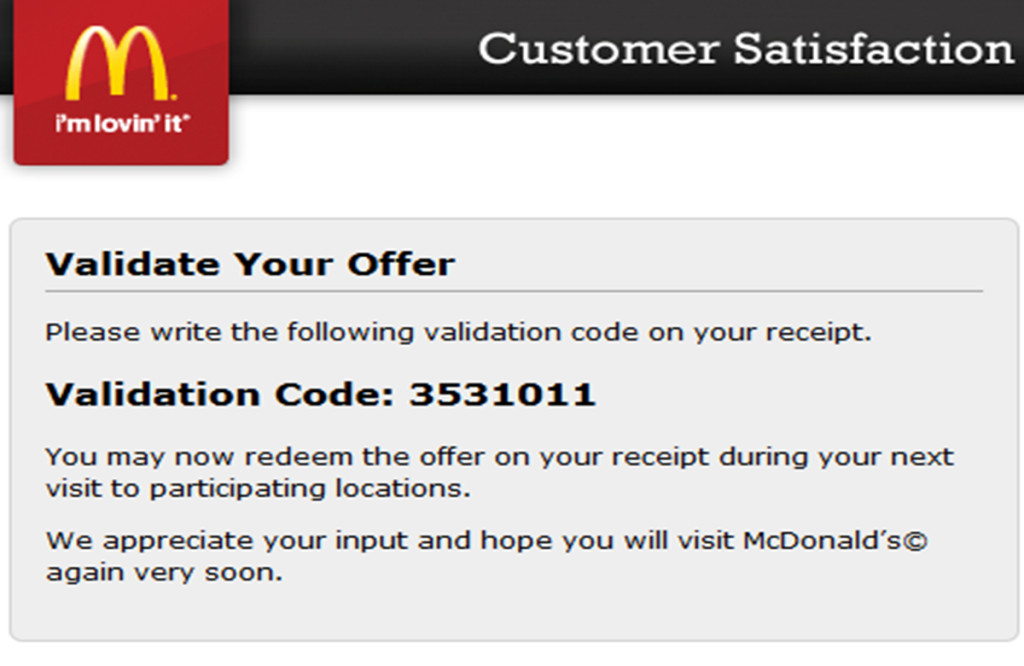 Mcdonald's Survey Free Food McDonalds Survey codes with Receipts