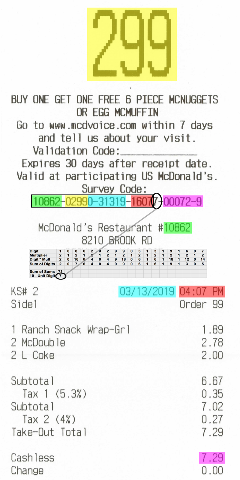 McDonalds survey Receipt www mcdvoice com within 7 days