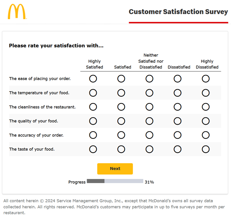 Mcdonalds satisfaction survey www mcdvoice com survey receipt and answers