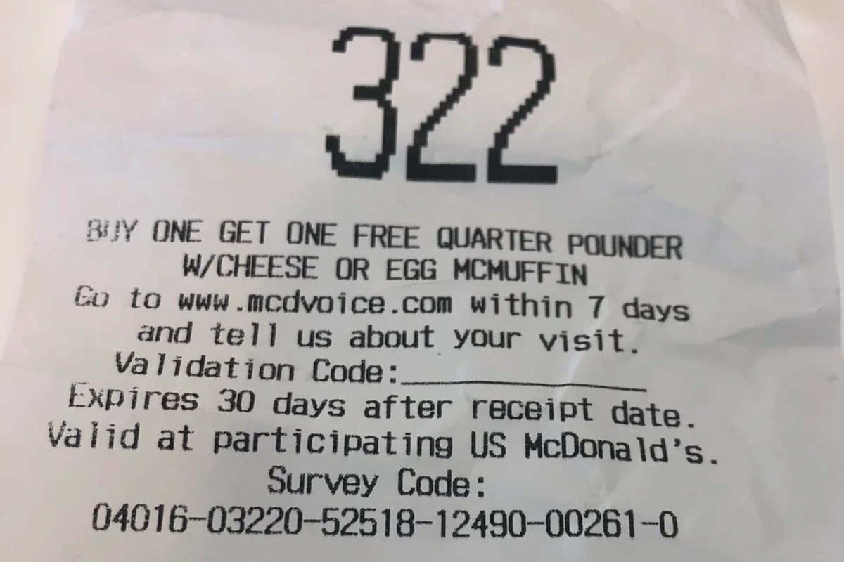 mcdvoice.com survey receipt code